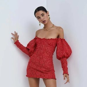 For love and lemons Clarissa off the shoulder mini dress